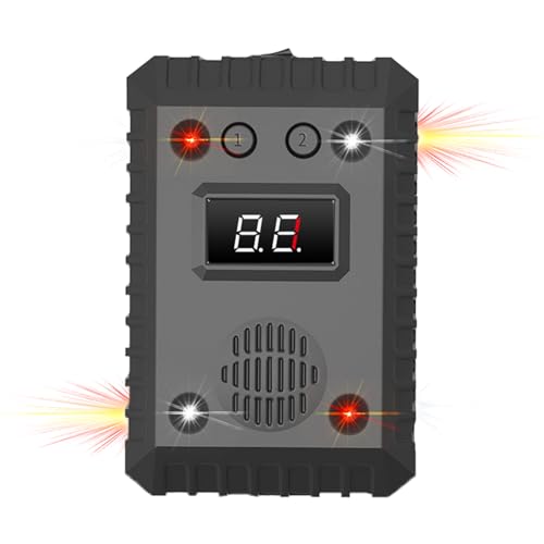 Homcoice 2 EN 1 Repelente Ultrasónico Roedores Coches/Interiores 1PCS, Triple Efecto Repelente Ratón Profesional con Luces Estroboscópicas y Sonido Alarma, Protección Vehículo Defensa Roedores