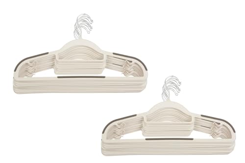 Image of Anti Slip Clothes Hangers - Space Saving Dry & Wet Hangers with Non-Slip Pads - Heavy Duty Coat, Suit, Underwear, Pants, Shirts - 20 Piece, Grey (Pack of 20)