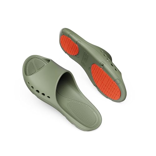 Image of KENROLL KW211 Non Slip Shower Slides, Thin Flat EVA Slippers | 7 drainage holes (5 side+2 bottom), rubber anti-slip patches, lightweight, for pool beach dorm gym, unisex, barefoot feel