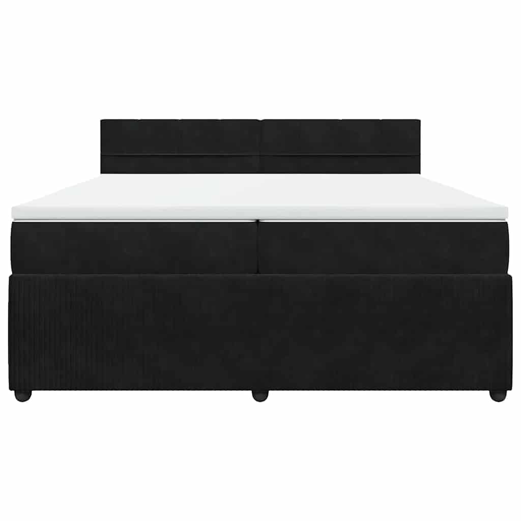 vidaXL Boxspringbett, Doppelbett mit Matratze Matratzenauflage, Bettgestell mit Lattenrost Kopfteil, Polsterbett Bett für Schlafzimmer, Schwarz 200x200cm Samt