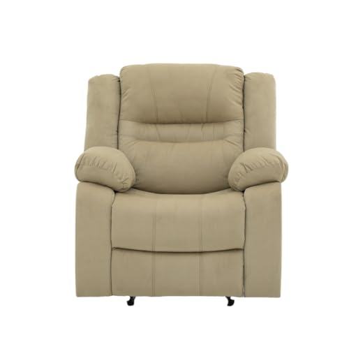 Image of Royaloak Melaka Malaysian Fabric Recliner Single Seater | Tufted Design with High-Density Foam & Plush Armrest | Smooth Manual Reclining Chair with Sturdy Metal Base & Pocket Springs Support