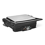 Amazon Basics Sandwich Toaster & Indoor Electric Grill with Temperature Control, Non-Stick Ceramic Plates, 2000W, Black