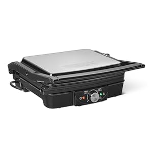 Amazon Basics Sandwich Toaster & Indoor Electric Grill with Temperature Control, Non-Stick Ceramic Plates, 2000W, Black