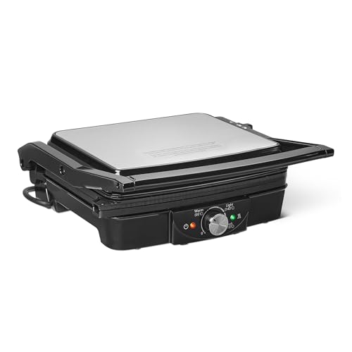 Amazon Basics Sandwich Toaster & Indoor Electric Grill with Temperature Control Non-Stick Ceramic Plates 2000W Black