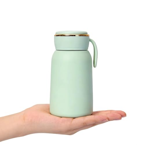 Mini Termo Botella de Agua 10 oz, Botella Térmica Aislada de Acero Inoxidable, Tapa Antiderrame, Libre de BPA, para Bebidas Frías y Calientes (Verde)