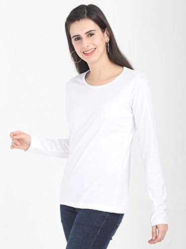 Image of FLEXIMAA Women's Cotton Plain Round Neck Full Sleeve T-Shirt