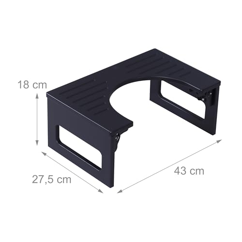 Tabouret WC pliable chic Relaxdays en bambou noir antidérapant 18cm