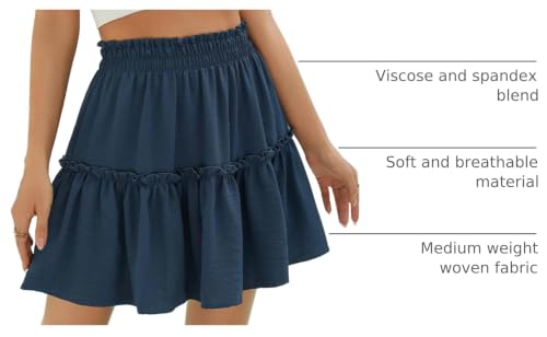 Image of Berydress Womens Ruffle Mini Skirt High Waist Flowy Casual Summer Skirts | A Line Trendy Fashion, Tiered Ruffle Hemline, Western Style, Boho Beach Vacation, Going Out, Dinner, Church, Party
