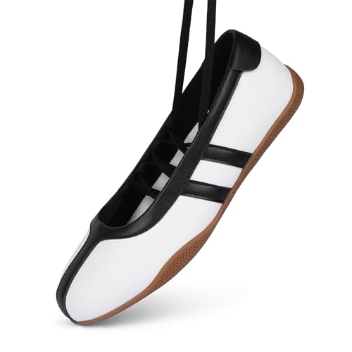 Tigeridea Sneakers for Women Comfortable Business Casual Tennis Shoes Lightweight Lace Up Ballet Flats Footwear Women's Fashion Retro Mary Jane Sneakers