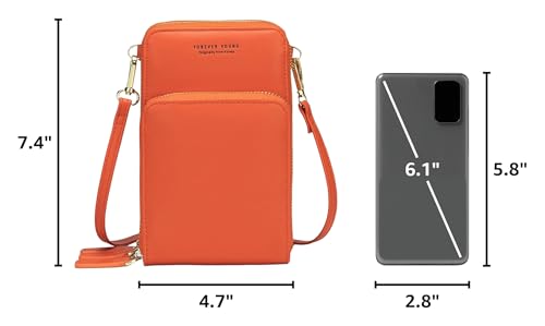 Image of myfriday Small Cell Phone Crossbody Bag, Multi-pocket & 6 Card Slots | 6 card slots, multi-pocket zipper layout and soft synthetic leather keep phone, lipstick, coins and keys ready outdoors