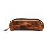 Vintage Leather Zippered Pen/Pencil Case | Classic Cylindrical Design Craft/Art Supplies Storing Kit | Portable Travel Cosmetics Makeup Pouch by Aaron Leather (Tan)