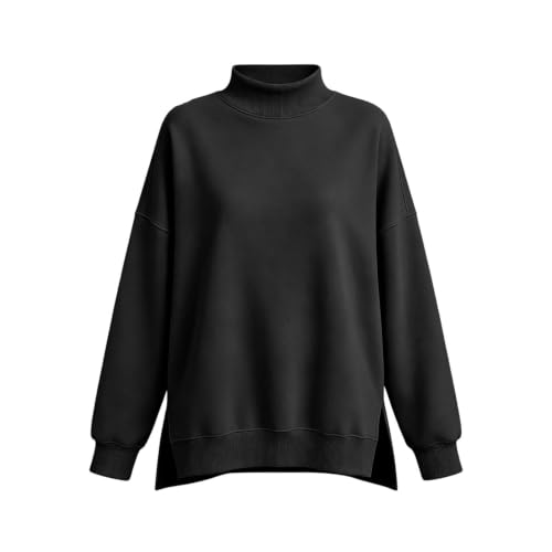 Long Sleeve Tops for Women Mock Neck Sweatshirt Oversized Side Slit Pullover Top Fashion Casual Cute Fall Clothes - image 5