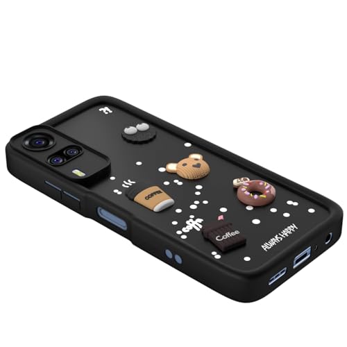 Image of Bintage Cute Fun Taddy| 3D Ball Bear| Donut| Coffee Rubber Case Camera Protection Back Cover Compatible for Vivo Y31 2020 - Black