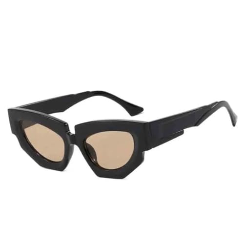 Lunettes de soleil œil de chat vintage punk UV400 pour femme et homme couleur thé noir