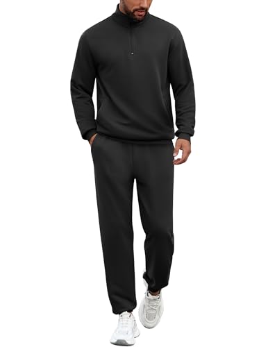 COOFANDY 2 Piece Set for Men Casual 1/4 Zip Track Suits Set Long Sleeve Quarter Pullover Jogging Suits 2025 Fashion Outfits