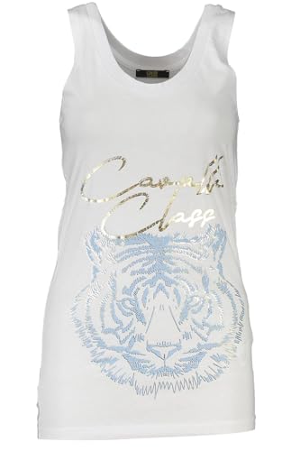 Débardeur élégant en coton blanc pour femme haut tendance imprimé Cavalli Class