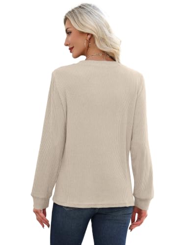 OFEEFAN Sweaters for Women Long Sleeve Tunic Tops 2026 Fashion Fall Vacation Outfits Beige S — view 5