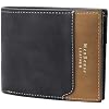 Mens Wallet, PU Leather Card Holder Wallet Card Wallet with Zipper Pocket for Men, Portable Credit Card Wallet with ID Card Slot Bifold Wallet for Work, Shopping, Travel black