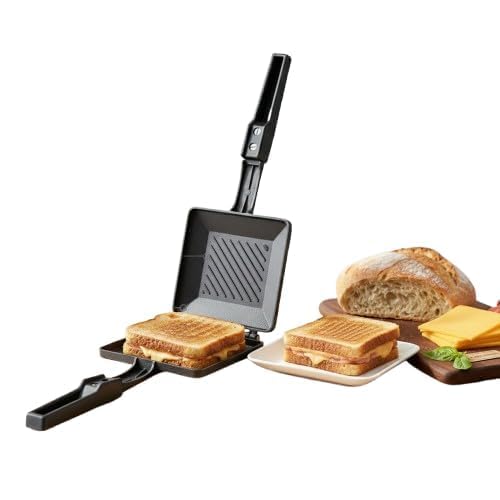 Non Stick Super Heavy Thickness Gas Toaster Big Breads Non Electric Sandwich Maker | Cool Touch Handles | Gas Stove Compatible-image-27