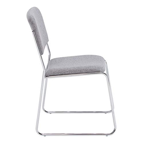 NPS 8652-CN Fabric-upholstered Sled Base Signature Stack Chair, 300-lb Weight Capacity, 19" Length x 21" Width x 33" Height, Grey (Carton of 4)