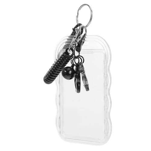 Portatarjetas transparente con resorte negro elástico para tarjetas de identificación