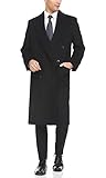 Adam Baker Men's A54805 Full Length Double Breasted Luxury Wool/Cashmere Top Coat - Black - 44L