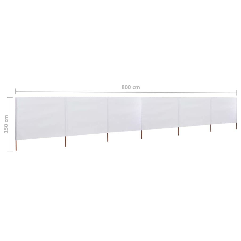 6-panelowy festiwal i plaża, ochrona przed wiatrem, ochrona przed słońcem, parawan ogrodowy z drewnianą wiatrówką i tkaniną, 800 x 120 m, piaskowa biel