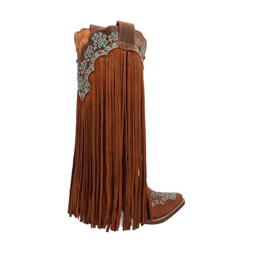 UniqueStride Women Embroidery Fringe Western Boots Tassels Suede Chunky Heel Cowboy Cowgirl Studded Vintage Boots4