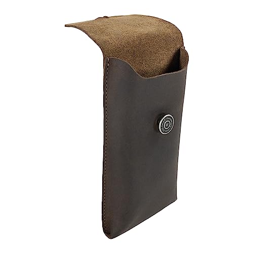 Image of Hide & Drink, Rectangular Pencil Case with Button Closure, Office Accessories, Handmade from Full Grain Leather - Bourbon Brown