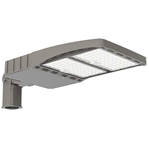 300W LED Parking Lot Light 43,500Lm (145lm/w) 5000K ETL DLC Certified IP65 Waterproof Slip Fitter LED Street Lights Shoebox Pole Lights Outdoor Yard Lighting Fixture