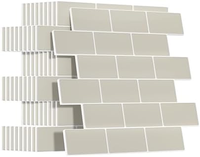 Yoillione Upgrade Dickere 3d Fliesenaufkleber Aufkleber für Bad Küche, Klebefliesen Vinyl Fliesen Selbstklebend Fliesenfolie, Weiß PVC Metro Fliesen Selbstklebend (10, Light coffee