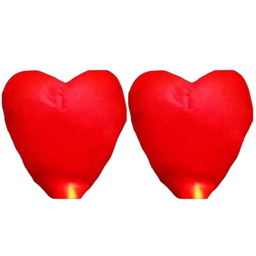 AYNKH Confezione da 2 lanterne volanti rosse a forma di cuore, lanterne di carta ignifughe, simbolo di amore e felicità, per giorni memorabili, festival, matrimoni, feste