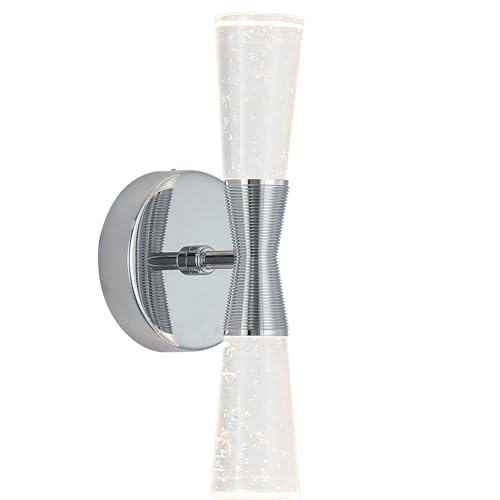Image of JoollySun Crystal Wall Sconces Indoor: Dimmable 3-Color (3000K-6000K) LED Bathroom Lighting for Hallway Bedroom