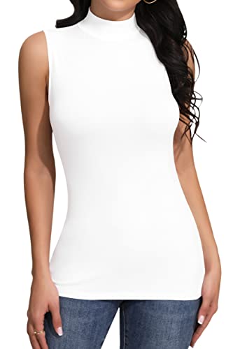 SHEIUGU Women’s Long Sleeve Sleeveless Mock Turtle Neck Tops Basic Stretchy Fitted Underwear Layer Tee Shirts