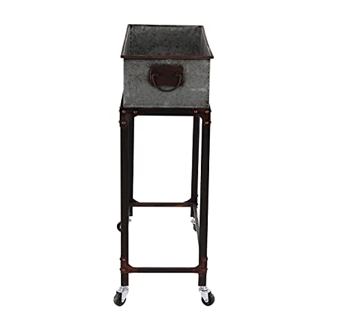 Deco-79-Metal-Indoor-Outdoor-Planter-with-Removable-Rolling-Stand-Set-of-2-24-29H-Gray Deco 79 Metal Indoor Outdoor Planter with Removable Rolling Stand Set of 2 24 29H Gray
