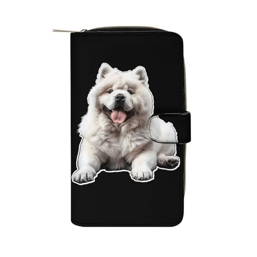 White Chow Chow PU Leather Wallet Portable Coin Purse Lightweight Card Holders Money Clip for Women Men