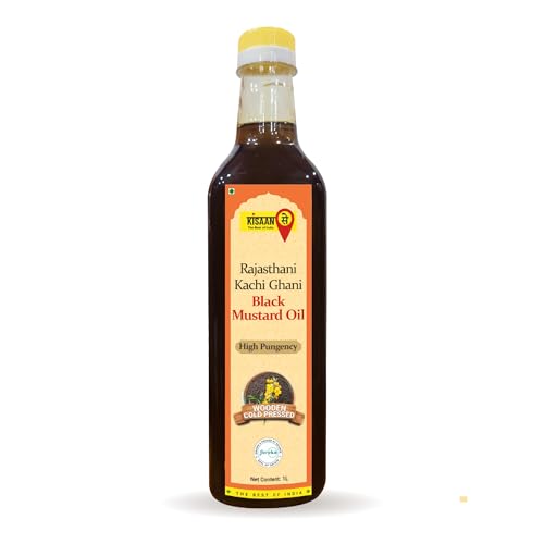 KisaanSay Pure Cold Pressed Black Mustard Oil 1L | Unrefined, Non-Hydrogenated | A1 Grade Black Mustard Seeds | Kolhu/Kacchi Ghani/Checku | Chemical-Free, Natural & Healthy Cooking Oil deal for Deep Frying, Roasting, Grilling | Cholesterol Free | Contains MUFA, Omega 3 & 6 | Good for Heart health KisaanSay Pure Cold Pressed Black Mustard Oil 1L | Unrefined, Non-Hydrogenated | A1 Grade Black Mustard Seeds | Kolhu/Kacchi Ghani/Checku | Chemical-Free, Natural & Healthy Cooking Oil deal for Deep Frying, Roasting, Grilling | Cholesterol Free | Contains MUFA, Omega 3 & 6 | Good for Heart health