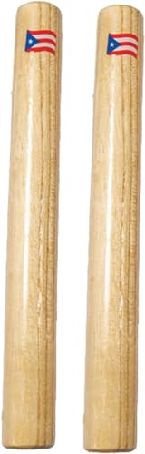 Wood Claves 8 Inch - with Puerto Rico Flag - Hand Percussion