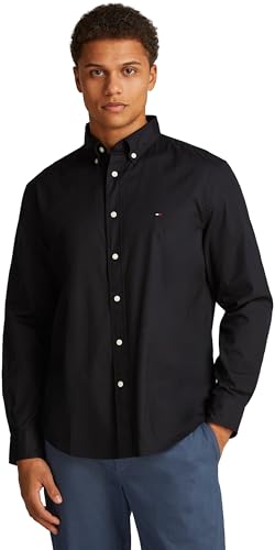Tommy Hilfiger Camisa L/S para Hombre, Negro (Negro), XL
