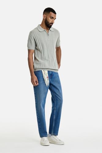 Image of SNITCH Men Casual Jeans | Relaxed Fit Straight Leg Washed Pattern & Drawstring Closure | 100% Cotton Denim Fabric for All Day Comfort & Everyday Wear