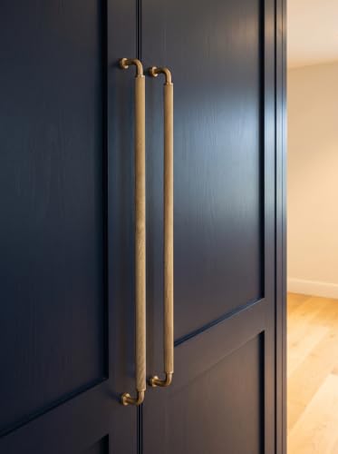 Image of Goo-Ki Antique Brass Knurled Bar Cabinet Pulls 18 Inch Hole Centers 6 Pack
