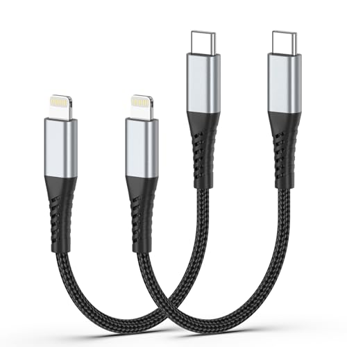6inch USB C to Lightning Cable 2 Pack Short USB C iPhone Charger Cord Braided 0.5FT Type C to Lightning Cable PD Fast Charging for Apple iPhone 14 13 12 11 Pro Max Mini 10 8 7 Plus XR XS SE AirPods
