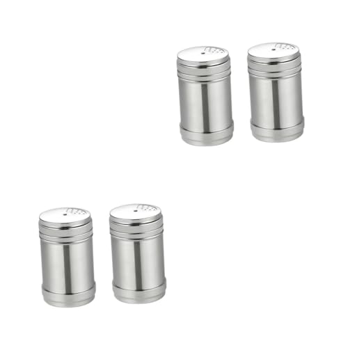 TOPBATHY 2 Juegos Lata De Polvo De Acero Inoxidable Tarros De Especias Con Etiqueta Recipientes Para Condimentos Con Tapa Jarra Hidro Agitadores Criba Vibradora Silver 2 Piezas * 2