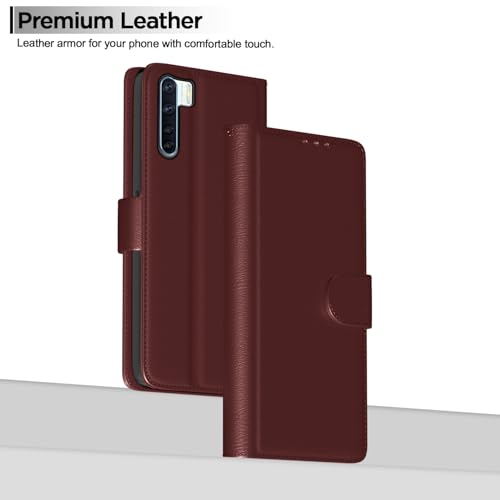 Image of Pikkme Flip Cover Leather Finish | Inside TPU with Card Pockets | Wallet Stand and Shock Proof | Complete Protection Flip Case for Oppo F15(Brown)