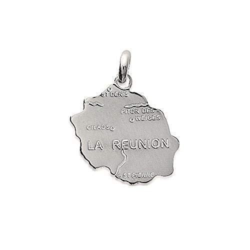 Pendentif carte La Réunion en argent 925 de haute pureté