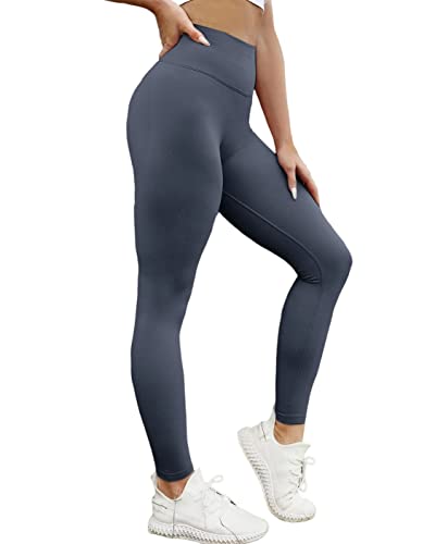 ViKiUiKi Women Seamless Workout Leggings 7/8 High Waisted Scrunch Butt Lifting Leggings Tummy Control Booty Tights Gym Fitness Athletic Yoga Pants for Female(Navy, S)