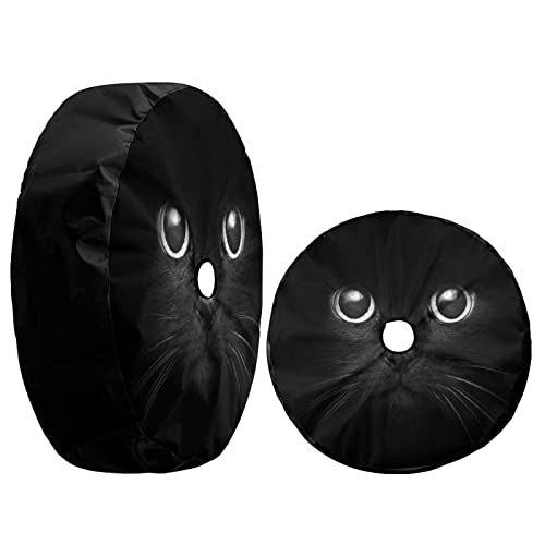 Image of Cat in The Dark Spare Tire Cover with Backup Camera Hole Wheel Tire Cover Fit Trailer, RV, SUV and Many Vehicle 17inch
