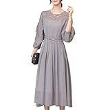 [Collecala] パーティ ドレス 発表会 大人 ロング フォーマルワンピース レディース ランタンスリーブ パーティーお呼ばれどれす 若女性エレガント礼服 ライトグレー