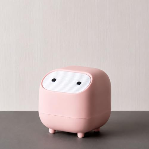 Image of Soko Cute Portable Mini Trash Can, Small One-Key Press Plastic Fancy Desktop Dustbin Waste /Garbage Disposal for Home, Office, Bathroom, Bedroom, Kitchen, Work, Study Table - Pink