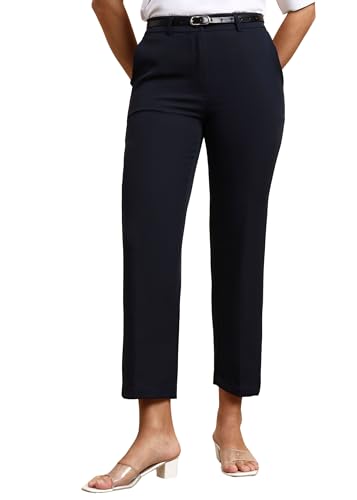 Image of FRAULEIN Women Formal Trousers | Slim Fit Office Pants | Ankle Length Work Pants | Business Casual Corporate Wear